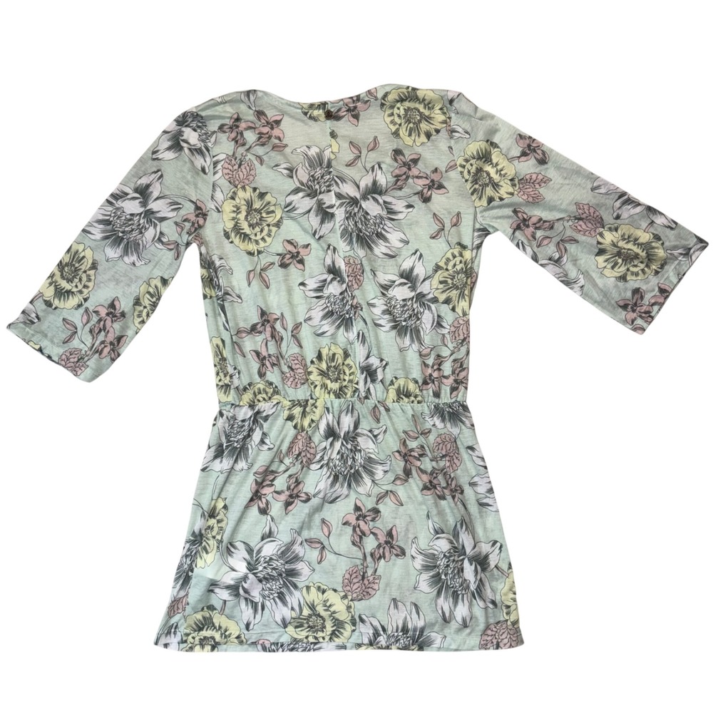 Prana Floral Keoki Tunic Top Swim Cover Up Sage Green 3/4 Sleeve Size Small - Picture 6 of 7